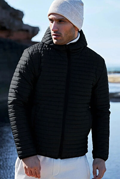 D1fference Men's Black Lined Windproof Coat