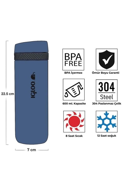 IGLOO Squid Termos 600ml Kilitli Kapak Matara LACİVERT