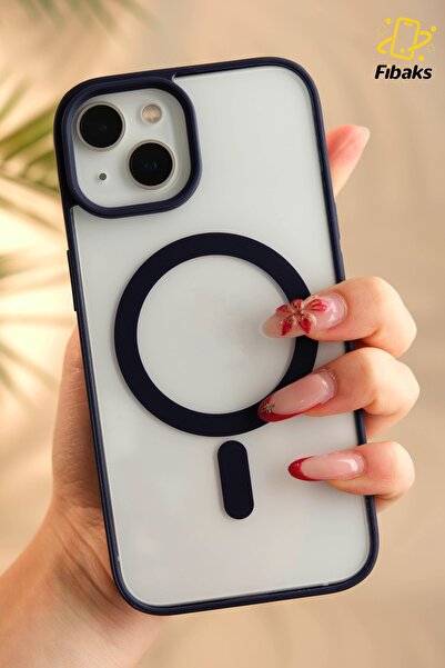 Fibaks İphone 13 - 14 - 15 Uyumlu Kılıf Magsafe Wireless Şarj Özellikli Tam Koruma Renkli Silikon Kapak