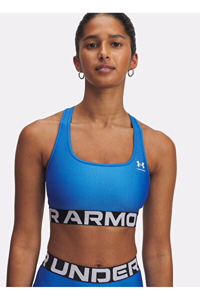 Under Armour 1383544-402-UA HG Mid Branded Mavi Sporcu Sütyeni