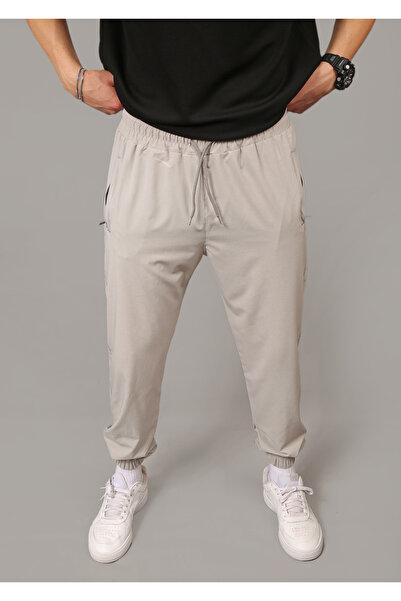 INFLUYENTE Ανδρικό ύφασμα αλεξίπτωτου σε γκρι χρώμα, φαρδύ, ελαστικό στο κάτω μέρος