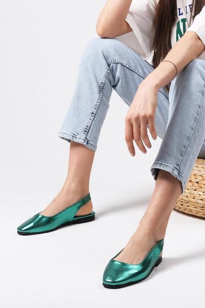 Mio Gusto Ally Green Color Open Back Women's Flat Ballet Shoes