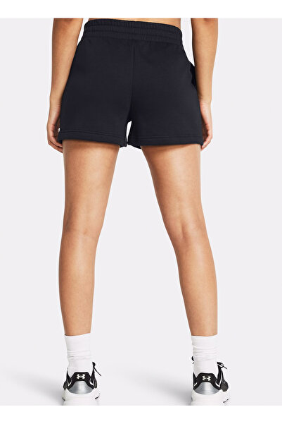 Under Armour 1382723-001-Rival Fleece Short Siyah Lastikli Bel Normal Düz Kadın Şort