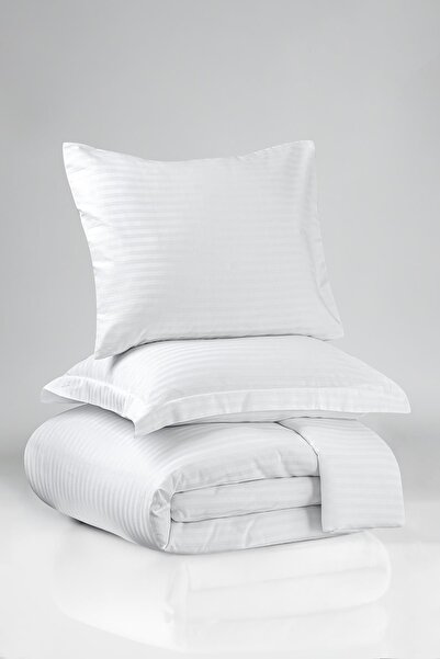 VAROL Zeus Serisi Pamuk Saten Çizgili Çift Kişilik Nevresim Takımı