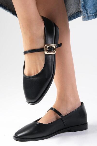 Mio Gusto Γυναικείες μπαλαρίνες Camille Black - Παπούτσια με αγκράφα στο πλάι