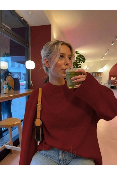 Dier Moda سترة تريكو كبيرة الحجم برقبة دائرية Fmoda1972