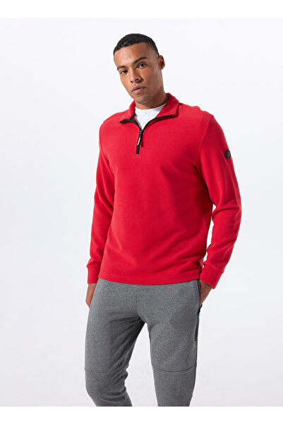 Discovery Expedition D5WM-SWT3871 Kırmızı Dik Yaka Relaxed Düz Erkek Sweatshırt