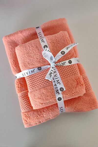 Sevim 100% Cotton Bath Towel Set - Highly Water Absorbent and Soft - Salmon