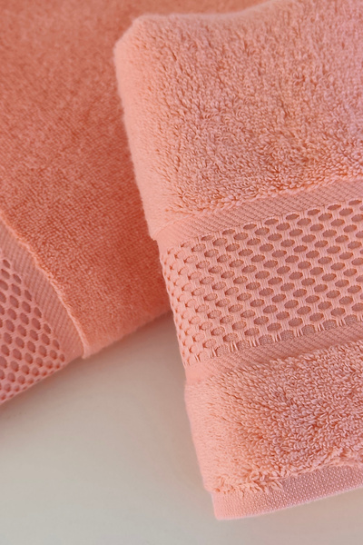 Sevim 100% Cotton Bath Towel Set - Highly Water Absorbent and Soft - Salmon