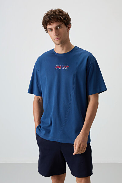 AIR JONES Tricou pentru bărbați, din bumbac, cu suprafață groasă, texturizat, cu imprimeu supradimensionat - 88372