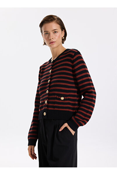 Fabrika Siyah - Kahve Kadın Hırka F5WL-HRK0420