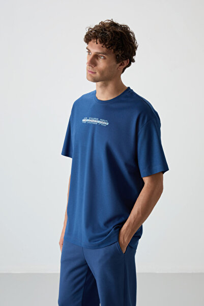 AIR JONES Ανδρικό μπλουζάκι με στάμπα μεγάλου μεγέθους με υφή από βαμβακερή χοντρή επιφάνεια - 88365