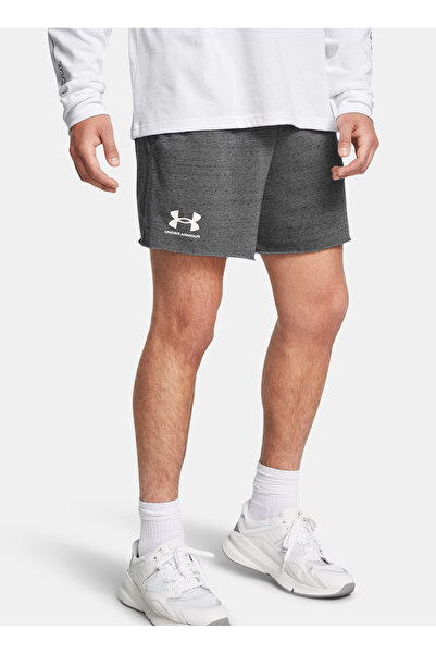 Under Armour 1382427-025-UA Rival Terry 6in Shor Gri Bağlamalı Bel Normal Düz Erkek Şort