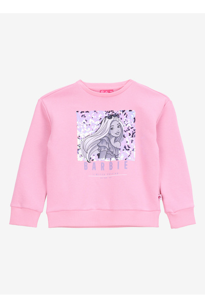 Barbie Baskılı Kız Çocuk Pembe Sweatshırt BRB5WG-SWT6013