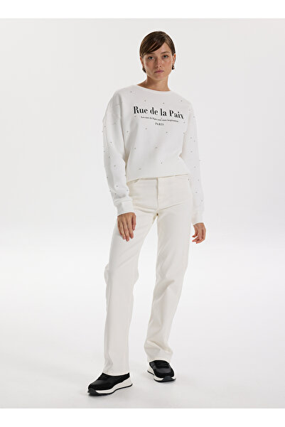 Fabrika Yüksek Bel Normal Paça Regular Straight Beyaz Kadın Denim Pantolon F5WL-PNT0192