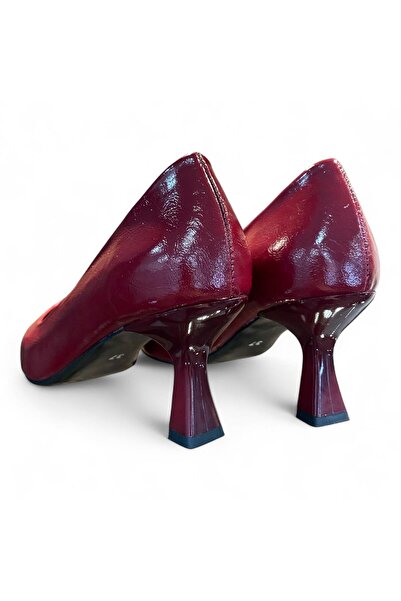 Aldina Nucci Burgundy Cracked Patent Leather Stiletto Women's Thin Heeled Shoes # 1061