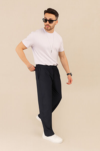 INFLUYENTE Чоловічі баггі-штани вільного крою з еластичним поясом і широкими штанинами з парашутної тканини