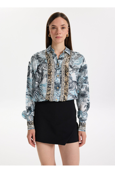 Just Cavalli Koyu Mavi Kadın Gömlek 78PAL2A6