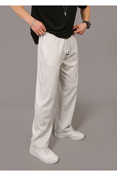 EydaMoon بنطال رياضي فضفاض مريح من قماش بيكيه بخصر مطاطي للرجال