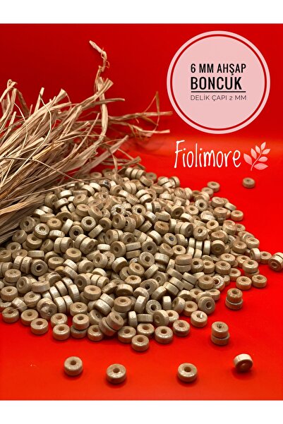 Fiolimore 6 mm Vernikli Tıpa Ahşap Boncuk (25 Gram 230 Adet) Delik Çapı 2mm M...
