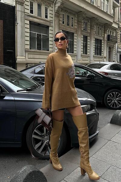 Lijuri Pulover tricotat cu detaliu brodat - BEJ