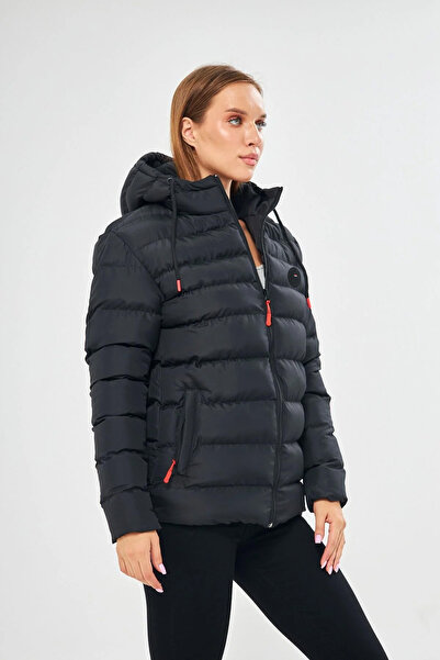 D1fference Kadın Astarlı Rüzgar Geçirmez Kapüşonlu Şişme Mont