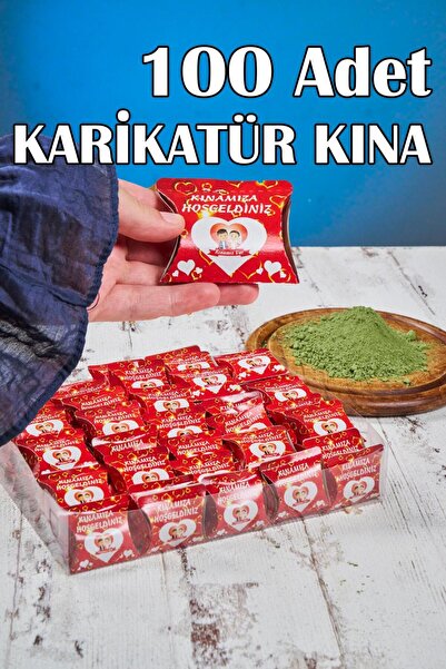 Dantelux 100 Adet Karikatür Kına - Dağıtmalık & Hediyelik Kına - Kırmızı