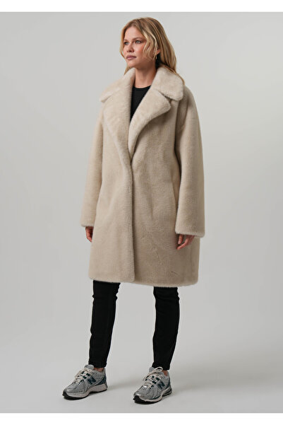 PIQUE Women's Fur Coat Women's Long Faux Fur Suede Laminated Coat