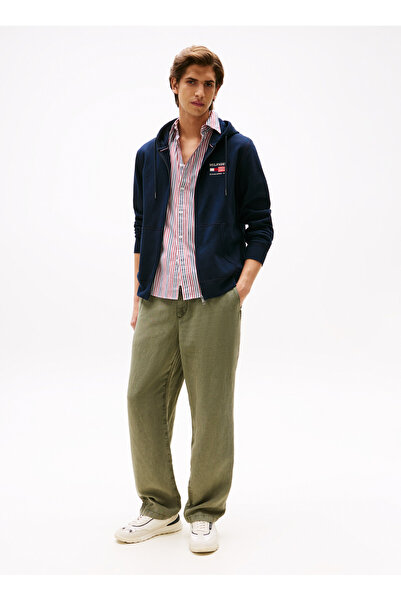 Tommy Hilfiger Kapüşon Yaka Mavi Erkek Sweatshırt MW0MW39691DW5_AMERICANA ZIP THROUGH