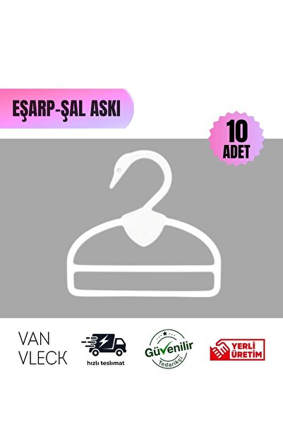 VAN VLECK 10’lu Kuğu Model Şal Eşarp Atkı Askısı – Kaliteli Plastik, Beyaz Siyah Şeffaf Renk Seçenekli