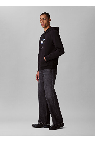 Calvin Klein Bisiklet Yaka Siyah Erkek Sweatshırt LV04RC286GUB1_LS EU 350TERRY SP CK