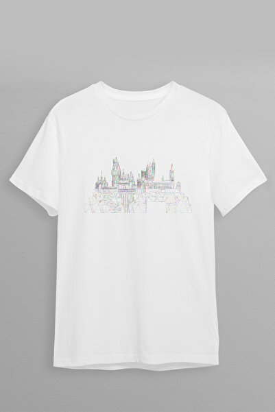 Justime Design City Linear Front Print Oversize Cotton Crew Neck Unisex T-Shirt