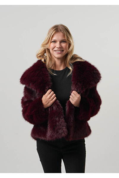 PIQUE Women's Fur Coat Women's Cropped Faux Fur Suede Laminated Jacket