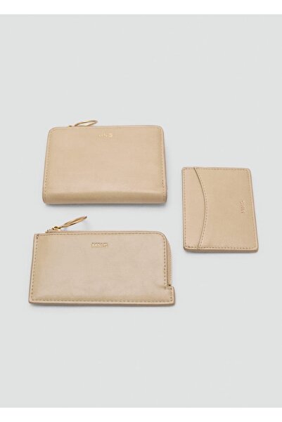 MANGO Woman Pürüzlü deri görünümlü fermuarlı kartlık