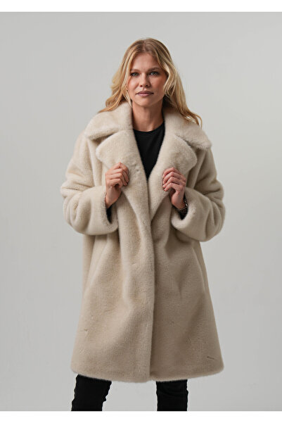 PIQUE Women's Fur Coat Women's Long Faux Fur Suede Laminated Coat