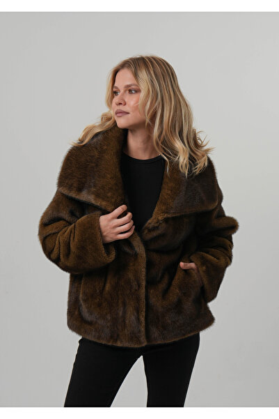 PIQUE ΓΥΝΑΙΚΕΙΟ ΠΑΛΤΟ ΜΕ ΓΟΝΑΤΙΑ Γυναικείο Crop Faux Fur Suede Laminated Jacket
