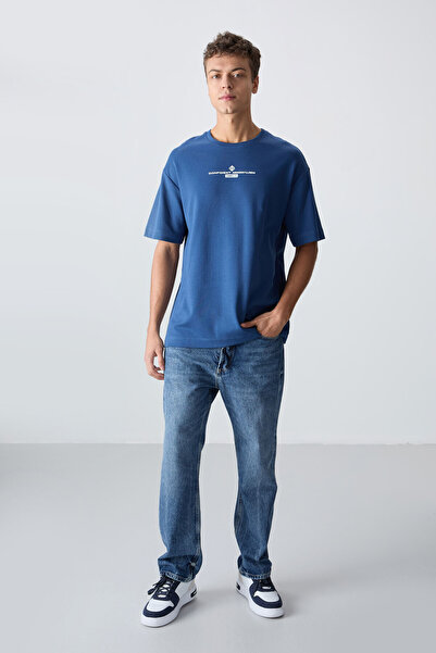 TOMMY LIFE Парламент Бавовняна Товста М'яка Тканина Oversize Fit З принтом Чоловіча Футболка - 88321