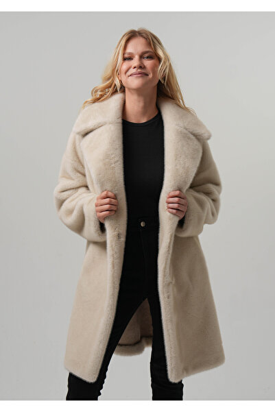 PIQUE Women's Fur Coat Women's Long Faux Fur Suede Laminated Coat