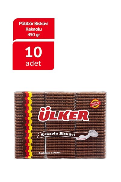 Ülker PÖTİBÖR Kakaolu Bisküvi - 450 gram - 10'lu Set