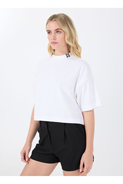 HUGO Bisiklet Yaka Düz Beyaz Kadın T-Shirt 50520187