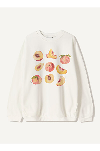 Disante Unisex Oversize kroj Fit dukserica boje breskve Štampano – okrugla kr...