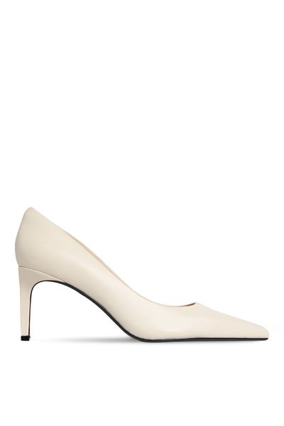 Calvin Klein Ekru Kadın Deri Topuklu Ayakkabı HW0HW02561