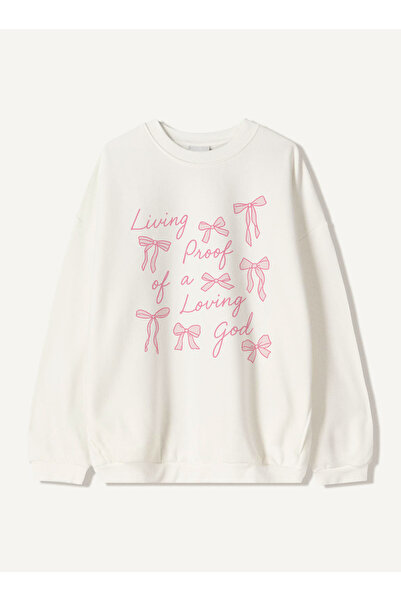 Disante سويت شيرت نسائي كبير الحجم مطبوع عليه Living Proof – ياقة دائرية، 3 خ...