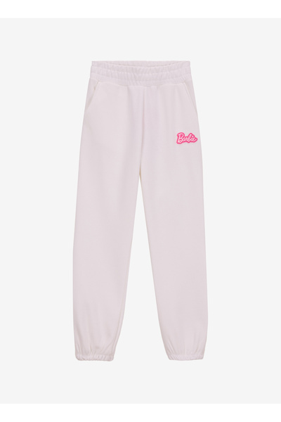 Barbie Lastikli Paça Ekru Kız Çocuk Eşofman Altı BRB5WG-EA6048