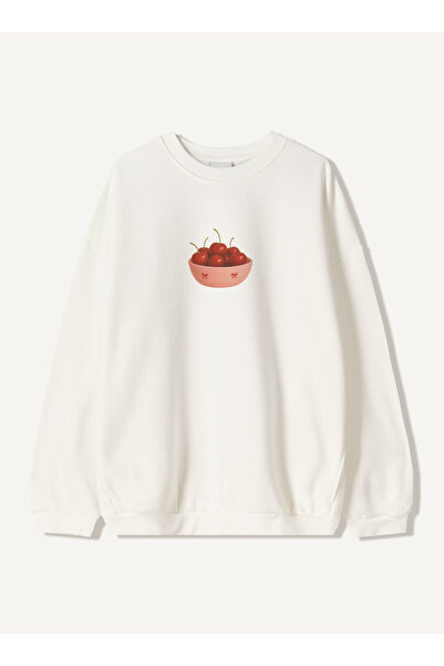 Disante Унисекс суитшърт с голям размер и принт с череши – Bike Neck, 3-слоен...