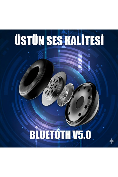 Tech&bello accessories Kablosuz Kulaküstü Bluetooth Kulaklık Stereo-Mikrofon-aux HK-036