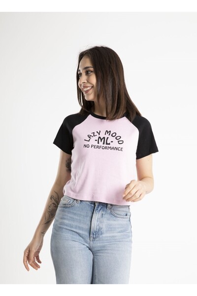 Mood Lab Γυναικείο μπλουζάκι με στάμπα με λαιμόκοψη