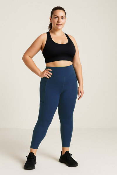 TOMMY LIFE Indigo Stretchy Standard Fit Performance Battal Plus Size Women's Leggings - 94652