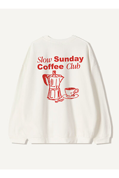 Disante سويت شيرت للجنسين بمقاس كبير مطبوع عليه Coffee Club – ياقة دائرية، 3 ...