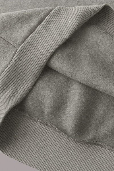 LUMİZA Γυναικείο σετ φούτερ με κουκούλα σε γκρι χρώμα, χοντρό, με εσωτερική επένδυση από φλις και βαμβάκι